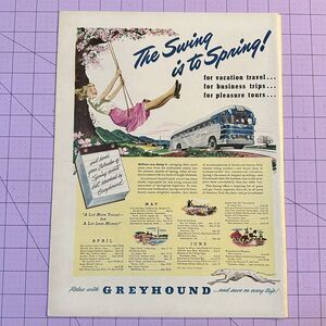 GREYHOUND BUS THE SWING IS TO SPRING 1949 ADVERTISEMENT